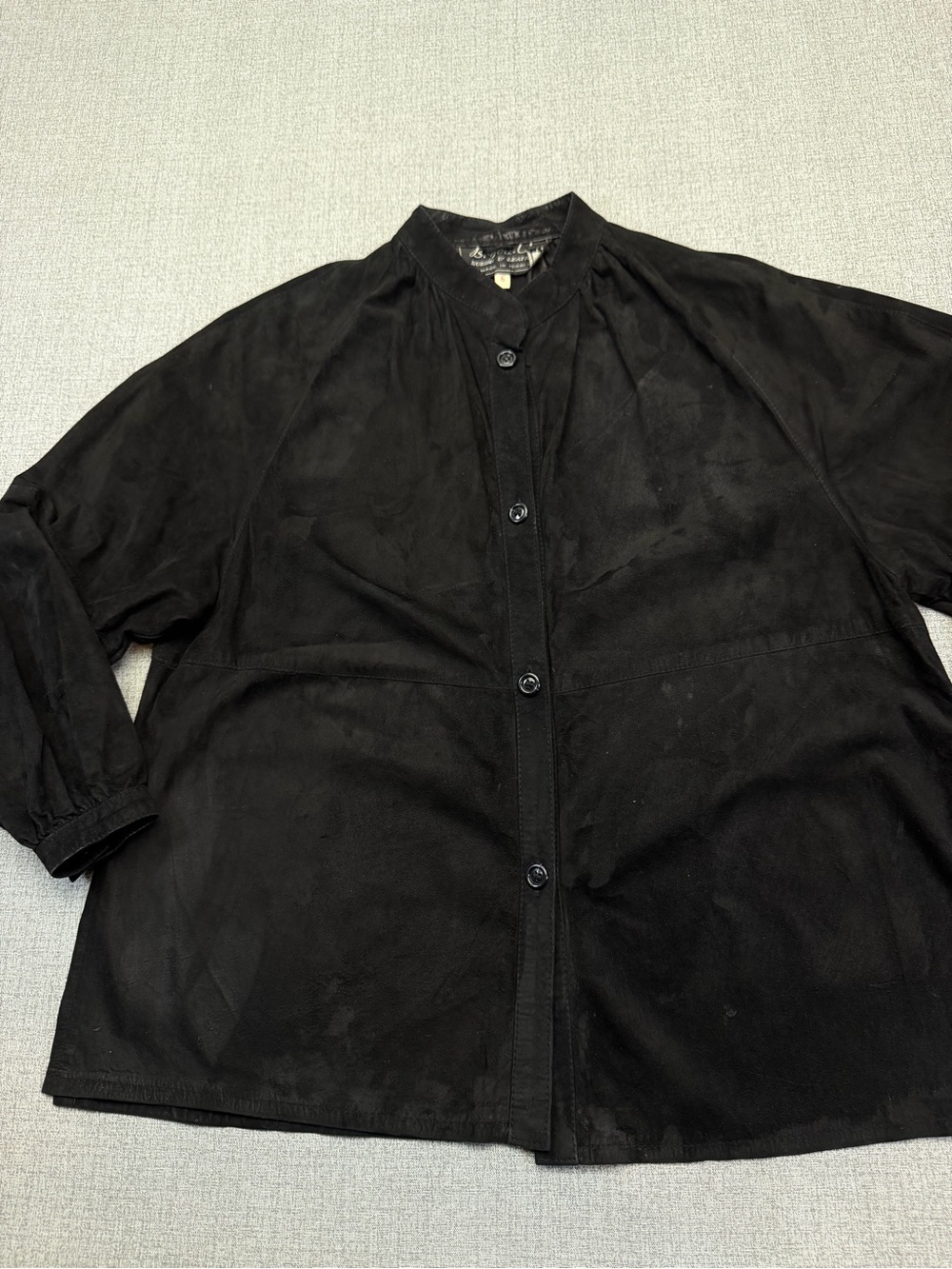 Vintage Beged-Or Black Suede Leather Shirt Jacket